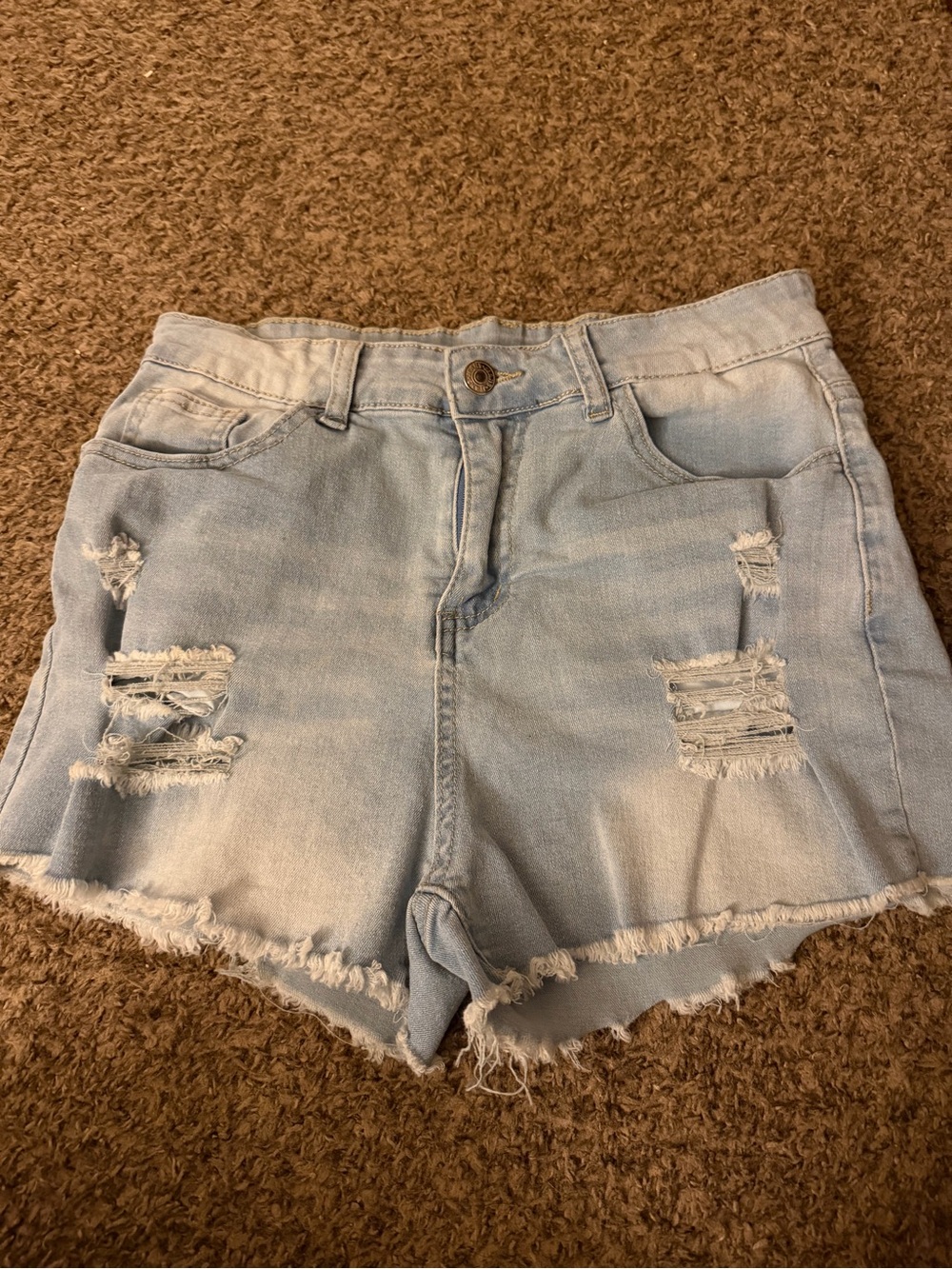 Light Wash Distressed Women's Denim Shorts